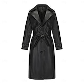 cheap Winter Coats-Women&#039;s Coat Comfortable Buttons Fashion Street Style Plain Outdoor Casual Daily Long Turndown Regular Fit Long Sleeve Outerwear Black Navy Blue Beige Fall Winter