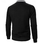 baratos Jaquetas Casuais-Homens jaqueta leve Jaqueta casual Jaqueta do time do colégio Férias Diário Bolsos Emenda Primavera Outono Bloco de cor Moda Clássico Colarinho Chinês Padrão Tecido Waffle Preto Branco Vinho Azul