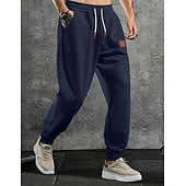 abordables Survêtements de sport-Homme Pantalon en polaire Joggings Joggeurs Pantalon Jogger Pantalons Cordon de serrage Uni Confort Doux Longueur complète Extérieur Quotidien Sortir Vacances Mode Noir bleu marine Élastique