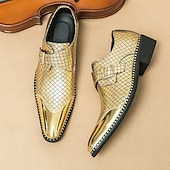 economico Formale-Scarpe da uomo con fibbia in oro metallizzato e cinturino alla caviglia – scarpe eleganti da festa con dettagli borchiati per eventi alla moda