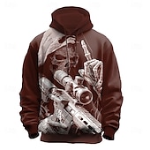 abordables Sweatshirts et Hoodies d&#039;Halloween-Halloween Homme 3D moissonneuse Sweats à capuche Sweatshirt Sweat à capuche Sweat à capuche Col ras du cou Punk Impression 3D Club Vêtements de rue Noir Rouge Cordon de serrage Automne Hiver Designer