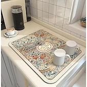economico Utensili e gadget da cucina-Tappetino drenante in stile fantasy, tappetino per asciugatura da cucina in terra di diatomee, vassoio assorbente per piatti, tazze, macchine da caffè, protezione superficiale ad asciugatura rapida