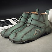 abordables Bottines-Bottines rétro faites main pour hommes avec fermeture velcro – bottes de marche décontractées et artistiques pour hommes créatifs et tenues urbaines de tous les jours