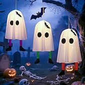 お買い得  ハロウィン室内-ハロウィンゴースト吊り下げゴースト屋内および屋外ポーチツリー中庭ガーデンテラス装飾ライト3照明モード風景ライト1個