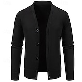 voordelige heren vest trui-Voor heren Vest Trui Vest Bijgesneden vest trui Bijgesneden trui Geribd breien Normale tops Dichtknopen Gebreid Effen / effen kleur V-hals Stijlvol Casual Alledaagse kleding Uitgaan Kleding Herfst