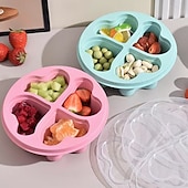cheap Event &amp; Party Supplies-4pcs Heart-Shaped Bento Boxes with Transparent Lids, 4 Colors, Divided Snack Containers for Fruits, Candy, Nuts, and Tea Time Treats
