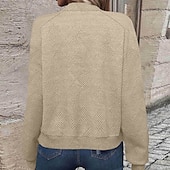 cheap Casual Jackets-Women&#039;s Casual Jacket Sport Jacket Textured Jackets Office / Career Daily Wear Going out Fall Regular Coat Stand Collar Regular Fit Warm Vintage Style Lady Casual Jacket Long Sleeve non-printing