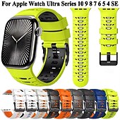 baratos Pulseiras de Apple Watch-Pulseira esportiva compatível com Apple Watch 42mm 44mm 45mm 49mm Fecho de metal resistente Pulseira de silicone ajustável Pulseira de substituição para iWatch Ultra 2 Series 9 8 7 SE 6 5 4