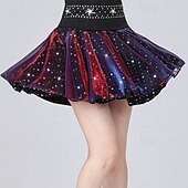 billiga Danskläder till latindans-Latinamerikansk dans Kjolar Tvinning Kristall / Strass Stenar Tyll Dam Prestanda Träning Hög Polyester