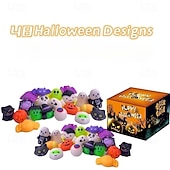 billiga Halloweenmask och rekvisita-Halloween mochi squishy leksaker med presentask mini kawaii mochi squishy leksak stresslindrande ångestpaket för barn festgåvor halloween miniatyrer halloween godispåsar presenter