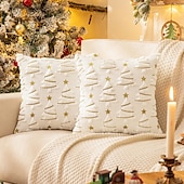abordables Taies d&#039;Oreiller-1 housse de coussin de Noël, style bohème décontracté, fermeture éclair carrée, classique et traditionnel