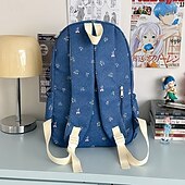 abordables Sacs à dos de Collège-Sac à dos style denim à imprimé floral pour filles – joli sac d&#039;école léger avec petit nœud et motif floral pour les adolescentes