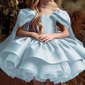 cheap Flower Girl&#039;s Dresses-Kids Girls&#039; Flower Girl Dress Party Dress Solid Color Sleeveless Performance Wedding Party Mesh Princess Sweet Mesh Mid-Calf Sheath Dress Tulle Dress Flower Girl&#039;s Dress Summer Spring Fall 4-13 Years