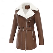 abordables vestes en sherpa-Femmes Veste en Polaire Confortable Fermeture intégrale Mode street style Uni Extérieur Décontracté Quotidien Régulier Col Rabattu Coupe régulière manche longue Vêtements d&#039;extérieur Noir Bleu Chameau