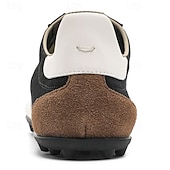 billiga Herrsneakers-Herr retro gula och bruna sneakers med ventilerande ovandel och halkfri sula, sportinspirerade vardagsskor för pendling, resor och vardagsbruk