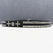 abordables Ceintures pour homme-Homme Ceinture Ceinture Taille Noir Derme Alliage Durable Ajustable Uni Croix Crânes Extérieur Quotidien