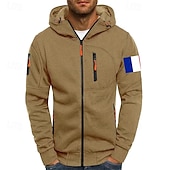 abordables sweats à capuche basiques pour hommes-Homme Sweat à capuche Sweat à capuche zippé intégral Veste de survêtement Noir Blanche Vin Vert Véronèse bleu marine À capuche Uni Zip Up Patchwork Poche Avant Sport &amp; Loisir Occasionnel Quotidien