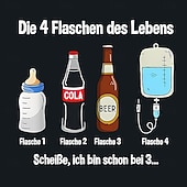  Lustiges Kurzarm-Grafik-T-Shirt für Männer Die 4 Flaschen Lebens-Bier-Humor-Lifestyle