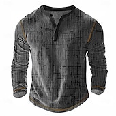 billiga Geometrisk-Herr Geometrisk Abstrakt Henleytröja Våffel T-shirt Långärmad Vintage Dagligen Retro / vintage Utomhussport Ledigt Helgdag Vår &amp; sommar Alla årstider Grå Blå Grön Vinröd Henley Henley T-shirt