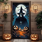 economico Coperture per Porte di Halloween-Coperture per porte di Halloween scheletri strega arazzo per porta tenda per porta decorazione sfondo striscione per la porta anteriore casa di campagna festa di vacanza forniture decorativi per