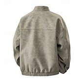 economico Giacche in Suede Sintetico-Per uomo Giacca Giacca Casual All&#039;aperto Vacanza Caldo Cerniera Tasca Autunno Inverno Semplice Moda Streetwear Colletto Mao Regolare Nero Bianco Caffè Giacca