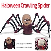 billige Halloween-Halloween ny krypende edderkopp elektrisk plysj edderkopp justerbare ledd induksjon elektrisk lysende lyd spøkelser
