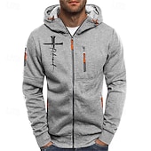 economico felpe con cappuccio da uomo di base-Per uomo Felpa con cappuccio Felpa con cappuccio a zip intera Nero Bianco Blu marino Grigio chiaro Grigio scuro Con Cappuccio Croce Cerniera Tasca Sport &amp; Outdoor Quotidiano Ferie Poliestere