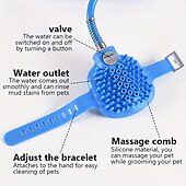 abordables Soins et soutien aux animaux-Outil de bain pour chevaux 5 en 1 et brosse douce, brosse polyvalente pour chevaux avec buse de tuyau d&#039;arrosage, outil de massage pour toilettage de chevaux adapté aux bovins, chevaux, moutons, etc.