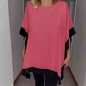 abordables Hauts Unis pour Femmes-Femmes T-shirt Bloc de Couleur Mode Moderne Manche Courte Col ras du cou Hauts Réguliers Quotidien Sortir Tenue de plage Patchwork Noir Blanche Rouge Vert Gris Été