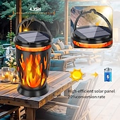 abordables Halloween al Aire Libre-1 linterna solar impermeable con forma de llama intermitente para exteriores, para Halloween y Navidad, con 28 luces LED, ideal para patio, jardín, césped, camino, terraza, luz colgante decorativa