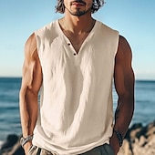 ieftine Tricouri de Sală-Bărbați Tricou Fără manșon Manșon scurt În V Vară Simplu Texturat Modă Clasic Casual Simplu Stradă Casual Sport Negru Alb Albastru Top tricou pentru bărbați
