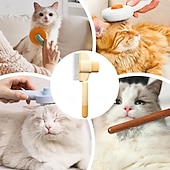 baratos Artigos para Cuidados do Pêlo para Cães-pente para remoção de pelos de animais de estimação com botão de liberação, pente para remoção de pelos de animais de estimação contra pulgas, para cães ou gatos de pelo longo e curto