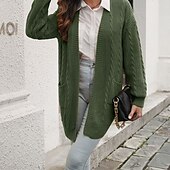 abordables Cardigans et vêtements d&#039;extérieur-Femmes Cardigan Occasionnel Couleur Unie Épais Col en V Tricoté manche longue Hauts Réguliers Tricoter Quotidien Fête Sortir Jaune Vert Véronèse Automne Hiver