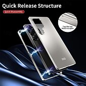 お買い得  サムスン用ケース-電話 ケース 用途 サムスンのギャラクシー バックカバー 取り外し可 磁石バックル 耐衝撃 PC メタル