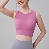 halpa Urheiluliivit ja liivit-Naisten Urheilurintaliivit Jooga Crop -toppi Alusvaate Keskitason tuki Langaton Pehmustettu Yksivärinen / yksivärinen Urheilu Urheiluvaatteet Vaalea vaaleanpunainen Vaalean sininen Pilates Juoksu