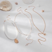 billige Halskjeder-Anheng Halskjede Perle Rhinstener Dame Personalisert Luksus dusk Multi Layer Dyr Bryllup Dråper Halskjeder Til Bryllup Fest Daglig