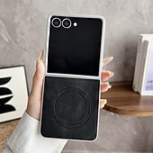 abordables Coques Samsung-téléphone Coque Pour Samsung Galaxy Z Flip 7 Z Flip 6 Z Flip 5 Z Flip 4 Z Flip 3 Coque Arrière Magnétique Antichoc Rétro TPU faux cuir