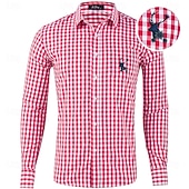 economico Camicie bavaresi-Oktoberfest Camicia in pelle di daino Quadri Stampa di cervo Bavarese Tedesco Prati Per uomo Carnevale Festa della birra Panno in stile tradizionale