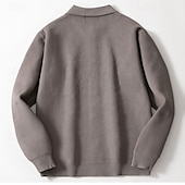 preiswerte Herren Strickjacke-Herren Pullover Strickjacke Gerippt Stricken Normale Oberteile Gestrickt Einfach Umschlagkragen Klassisch Moderne zeitgenössische Lässig Alltagskleidung Bekleidung Frühling &amp; Herbst Kaki Kaffee M L XL
