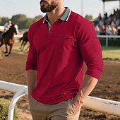 preiswerte Klassisches Poloshirt für Herren-Herren Golfshirt Golf Poloshirts Arbeit Lässig Revers Kurzarm Basic Modern Farbblock Knöpfe Frühling Herbst Normale Passform Aprikose Schwarz Weiß Gelb Rote Marineblau Golfshirt