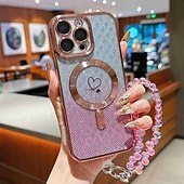 levne Pouzdra pro iPhone-telefon Carcasă Pro iPhone 16 Pro Max iPhone 15 Pro Max iPhone 16e iPhone 14 Pro Max iPhone 13 Pro Max Zadní kryt s Lanyardem Podpora bezdrátového nabíjení Nežloutnoucí Zářící barvy Uhlíkové vlákno
