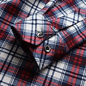 economico camicie di flanella-Per uomo Camicia casual Camicia di flanella Camicia a quadri Camicia con Bottoni Giallo Rosso Blu Manica Lunga Quadri Bavero Vacanza Casual Quotidiano Bottonato Abbigliamento Poliestere Moda Casual