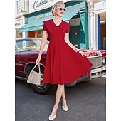 levne Šaty-Retro 50. léta Rockabilly Polední Šaty Šaty na šaty Rozevláté Do V Maškarní kostým Dámské předvečer Všech svatých Karneval Valentýna Čajový dýchánek Retro tematická párty Dospělé Šaty Léto