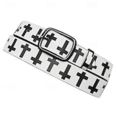 cheap Men&#039;s Belt-Men&#039;s Belt Waist Belt Black White Dermis Alloy Durable Adjustable Cross Outdoor Daily