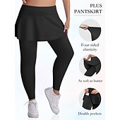 abordables Leggings lisos-Mujer Tallas Grandes pantalones Polainas Mallas De Deporte Longitud total Cintura Media Plano Bolsillos laterales 2 en 1 Confortable Levantamiento de tope Control de barriga Yoga Casual Diario Gris