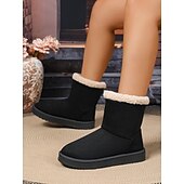 abordables Bottes-Femmes Bottes Bottes de Neige Quotidien Talon plat Bout Rond Occasionnel Daim Mocassin Chameau Noir Blanche