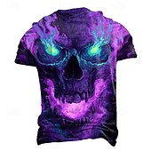 ieftine tricouri de Halloween-Halloween Bărbați Cranii 3D Print #D Tricou Manșon scurt Tricou Tipărire 3D Stil Nautic Cămașă Exagerat Designer Groază Petrecere Stradă Casual Roșu-aprins Mov Trifoi Vară Primăvară Toate Sezoanele