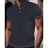 preiswerte Klassisches Poloshirt für Herren-Herren Golfshirt Golf Poloshirts Arbeit Lässig Revers Kurzarm Basic Modern Einfach Knöpfe Jacquard Sommer Frühling Normale Passform Schwarz Weiß Marineblau Blau Dunkelgray Hellblau Golfshirt