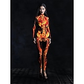 رخيصةأون جمجمة وعظام-هيكل عظمي هالوين بودي سوت Catsuit كامل الجسم زي مخيف للأطفال للبالغين رجالي نسائي للصبيان عيد الرعب مهرجان يوم الموتى أداء مناسب للحفلات نادي أزياء هالوين سهلة تلبيس