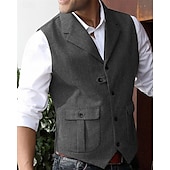 abordables Chalecos-Hombre Chaleco Vacaciones Fiesta Negocio Moda Casual Verano Primavera Bolsillo Botones Poliéster Cómodo Plano Recto 1 botón Diseño Ajuste regular Azul Marino Verde Oscuro Café Gris Chaleco